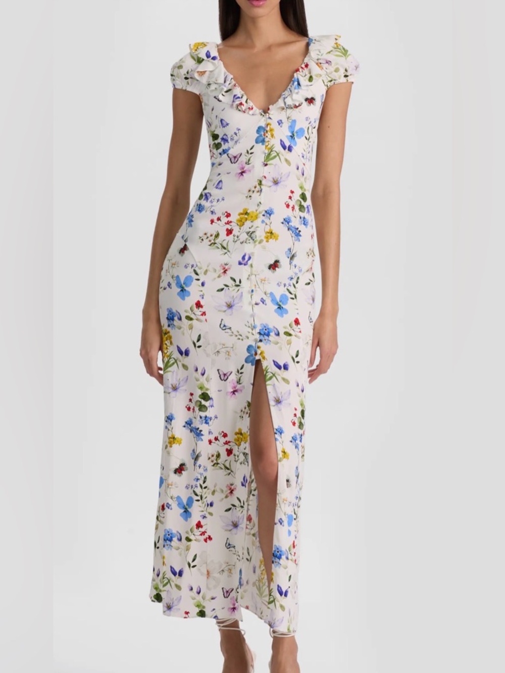 New Alice + Olivia  Floral Maxi Dress with Multicolor Blooms size 8 - Picture 7 of 9